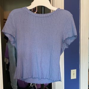 Blue Knit/Crochet Crop Top